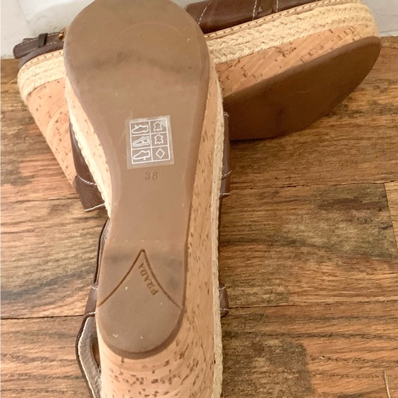 Prada Leather platform wedge sandals in brown leather, Size 7.5 - Picture 7 of 7